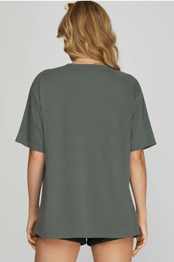 Emily Short Sleeve Round Neck Front Pocket Top - Be You Boutique