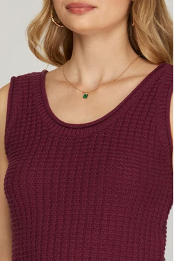 Ellis Sleeveless Textured Lightweight Sweater Top - Be You Boutique