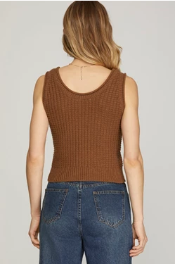 Ellis Sleeveless Textured Lightweight Sweater Top - Be You Boutique