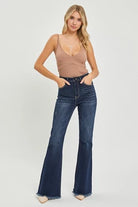 Risen Manhattan High Rise Vintage Flare Frayed Hem Jeans - Be You Boutique